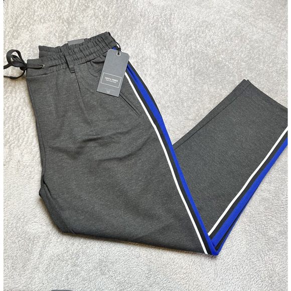 Jack & Jones Sweat Pants Mens Melange Stripe Gym Active Joggers 33x32 Dark Gray - Picture 1 of 6